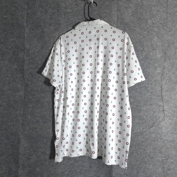 Xcaster Outdoor Polo Shirt Men's XL White Anchor Lifebuoy Print Performances Geo - Picture 2 of 12